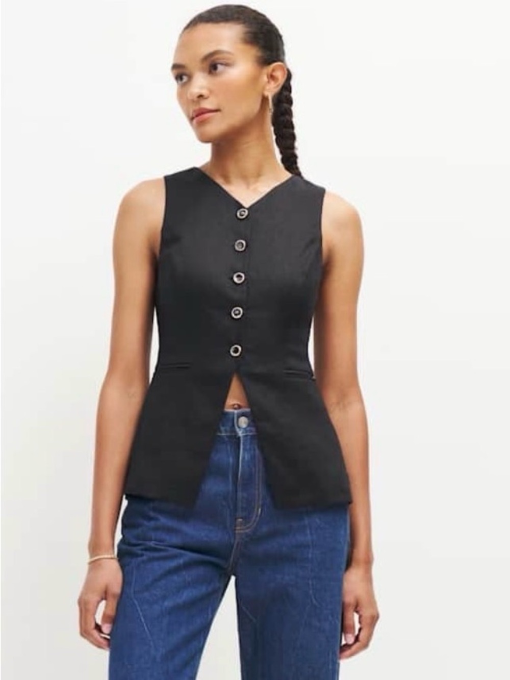 Reformation Aspen linen vest in black - size 4